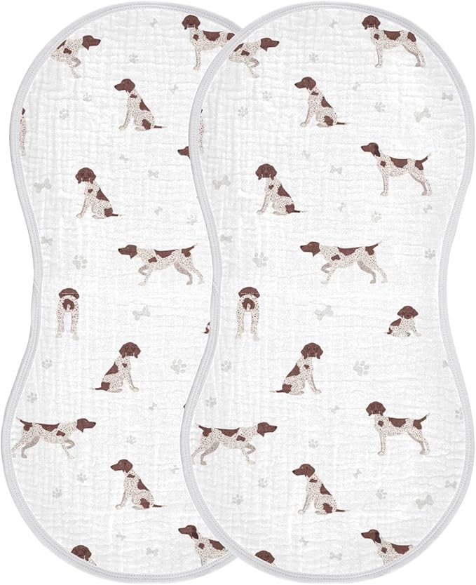 German Shorthaired Pointer Muslin Burp Cloths for Baby 2 Pack 100% Cotton Baby Washcloths Bibs for Boy Girl