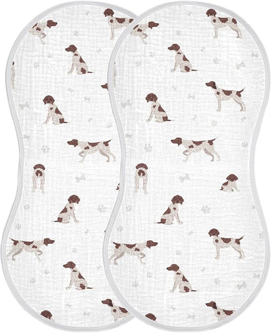 German Shorthaired Pointer Muslin Burp Cloths for Baby 2 Pack 100% Cotton Baby Washcloths Bibs for Boy Girl