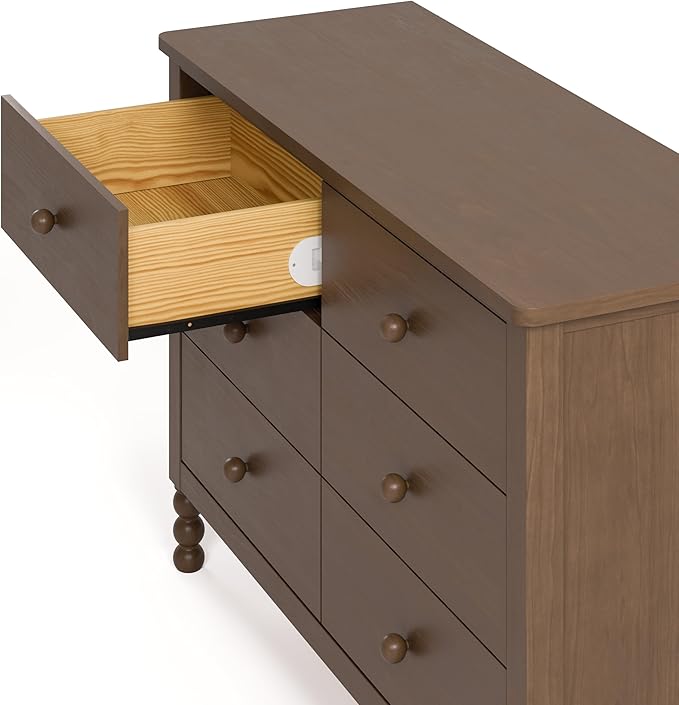 Storkcraft Rio 6 Drawer Dresser (Hazelnut) – GREENGUARD Gold Certified, Wood Dresser for Bedroom, Kids & Nursery Storage Chest, Safety Interlocking Drawers, Pre-Installed Tracks, Kids Chest