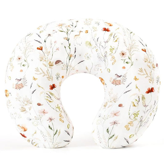 GRSSDER Reversible Nursing Pillow Cover, Ultra Soft Stretchy Minky Removable Nursing Covers Fitted for Breastfeeding Pillows Snug and Safe, Comfortable Slipcover for Girls, Stylish Original Print