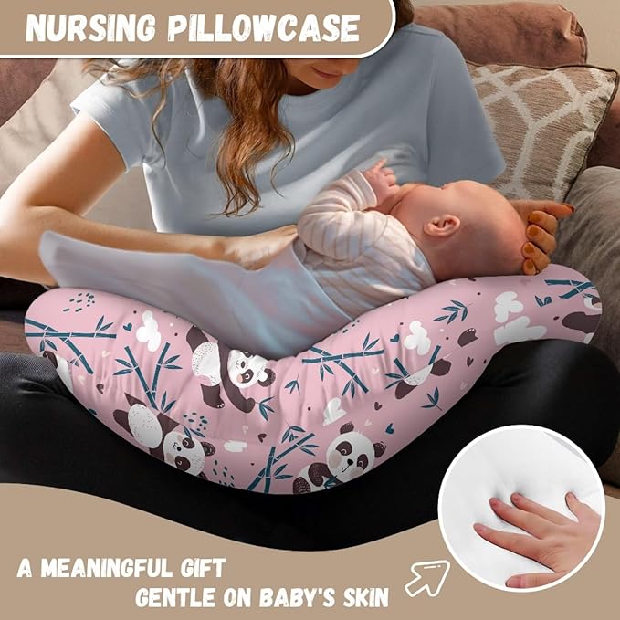 Panda Baby Nursing Pillow Cover Stretchy Breathable Breastfeeding Pillow Cover Easy to Clean Neutral Pillow Cover for Infant Snug