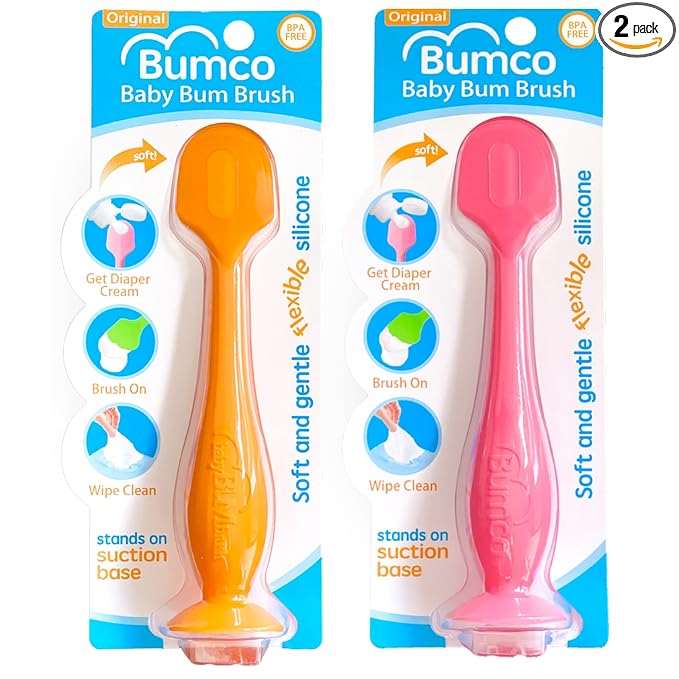 Bumco Diaper Cream Spatula (2-Pack) - BPA-Free Diaper Bag Essentials, Soft & Flexible Butt Spatula Baby, Mom-Invented Butt Paste Spatula, Diaper Cream Applicator, Bumco Baby Bum Brush, Diaper Spatula
