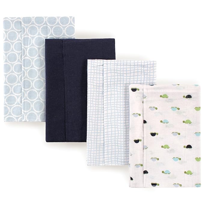 Luvable Friends Cotton Poly Flannel Burp Cloths Multipack, Turtle 8-Pack, One Size