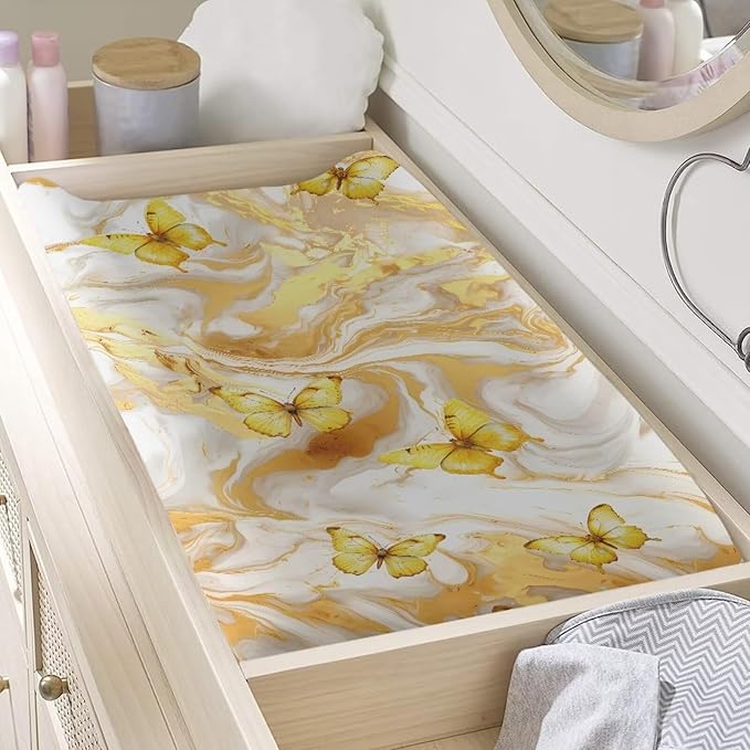 Baby Stretchy Changing Pad Cover, Breathable Changing Pad Cover for Infants and Toddles, Butterfly Marble Print 16 * 32 Inches