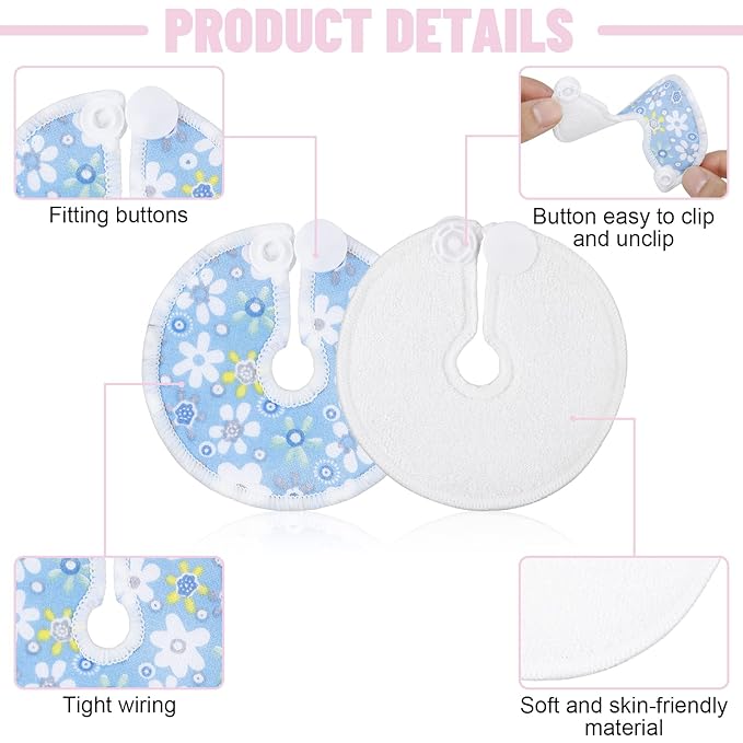 32 Pieces G Tube Button Covers G Tube Pad Holder Cotton Pads for Feeding Support Reusable Feeding Cotton Supplies Soft Covers for Breastfeeding Nursing Care, 4 Designs(Fresh Flower)