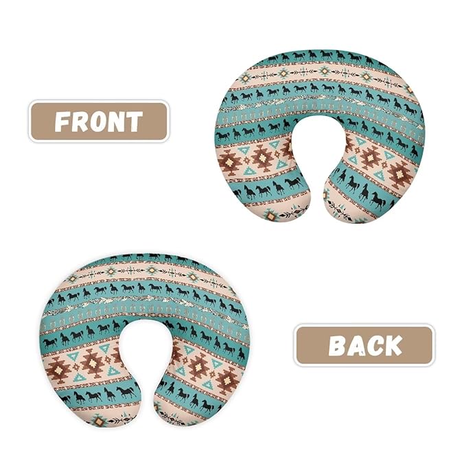 Aztec Boho Horse Nursing Pillow Cover for Baby Boys Breastfeeding Pillow Slipcover with Hidden Zipper Nursing Pillow Case for Newborn Girls Breast Feeding Pillowcases Green