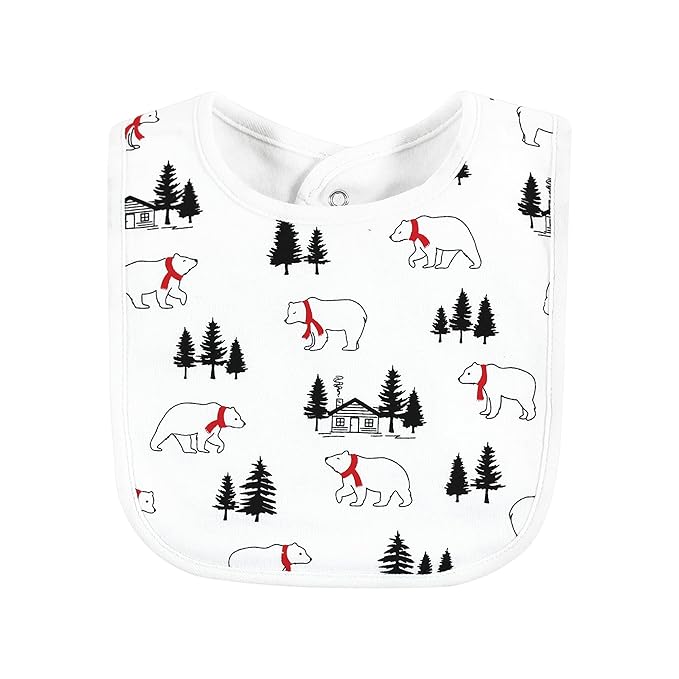 Hudson Baby Unisex Baby Cotton Bibs, Buffalo Plaid Bear, One Size