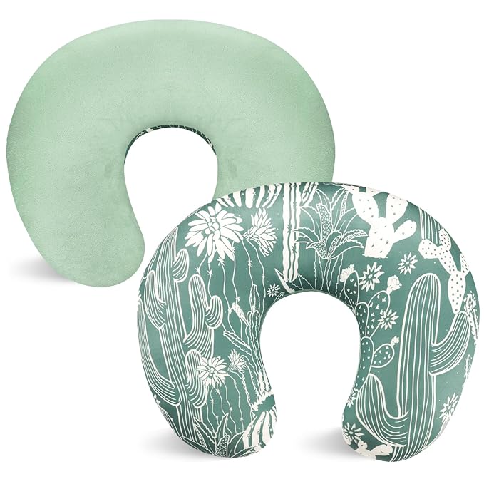 Nursing Pillow Cover 1 Pack, DAYEEBALL Double-Sided Removable Nursing Cover for Baby Girls Boys Newborn, Stretchy and Soft Reversible Slipcover for Breastfeeding Pillow, Cactus (Only Cover)