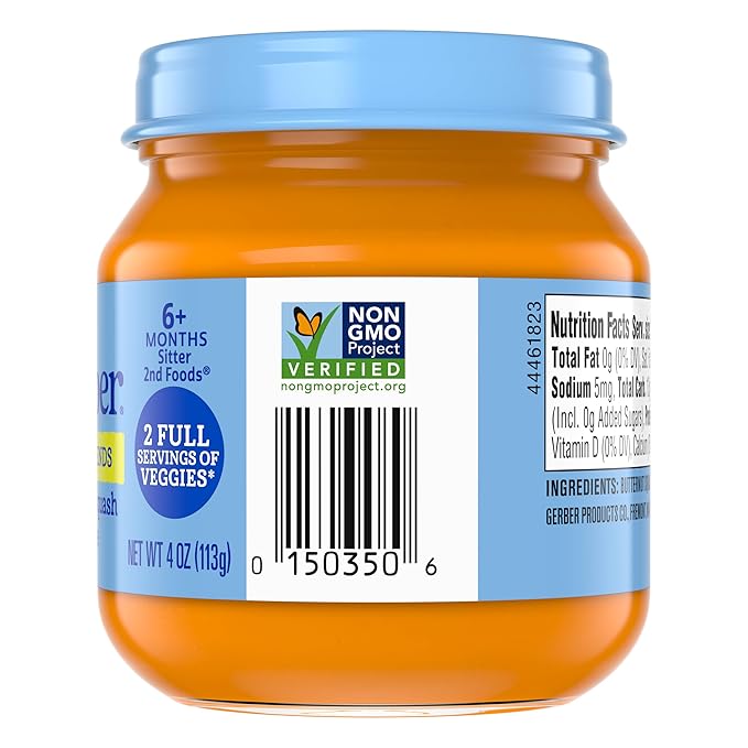 GERBER FOR BABY 2nd Foods Butternut Squash Orange 10x4oz
