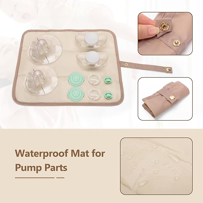 Luxja Wearable Breast Pump Bag (with a Waterproof Mat) Compatible with Momcozy and Elvie Breast Pump, Carrying Case for Wearable Breast Pump and Extra Parts (Patent Pending), Gray