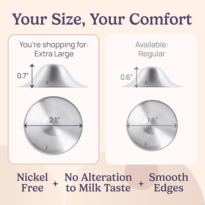 Silver Nursing Cups: Pure 999 Silver Nipple Shield to Relieve Soreness; Silver Nipple Covers Breastfeeding Set w/Breast Shells, Silicone Rings, and Hands-Free Breast Pump