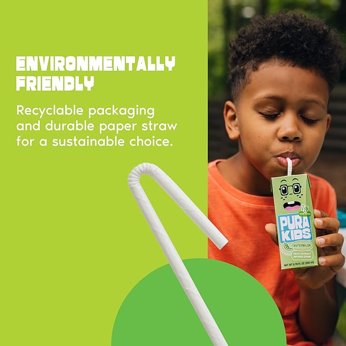 PURA Kids Box | Watermelon Fruit extract infused Drink for kids | 7g Pure Cane Sugar | Non-GMO | Vegan, No Artificial Sweeteners | Best Lunchbox Beverage with Paper Straw | 6.76 fl oz (200ml), Pack of 24