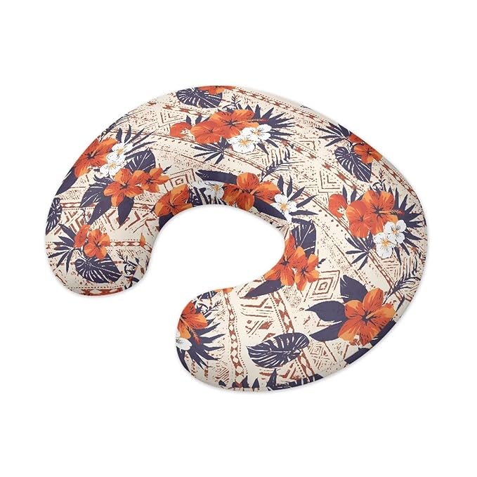 Aztec Tribal Nursing Pillowcase, Hibiscus Flower Nursing Pillow Cover, Ethnic Style Soft Breathable for Moms Baby Nursing Pillow Cover, Machine Washable