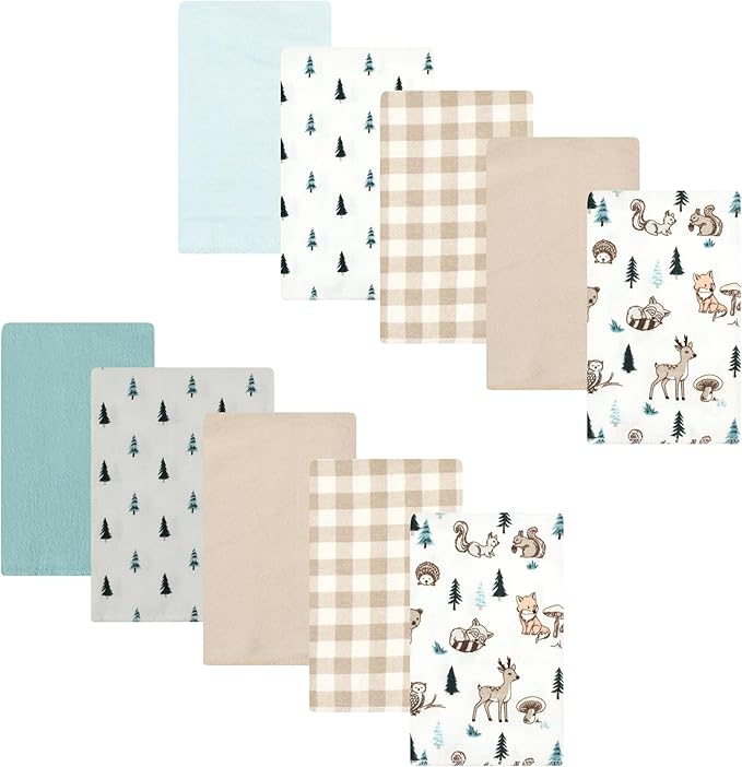 Luvable Friends Hudson Baby Flannel Burp Cloths 10pk, Forest Critters