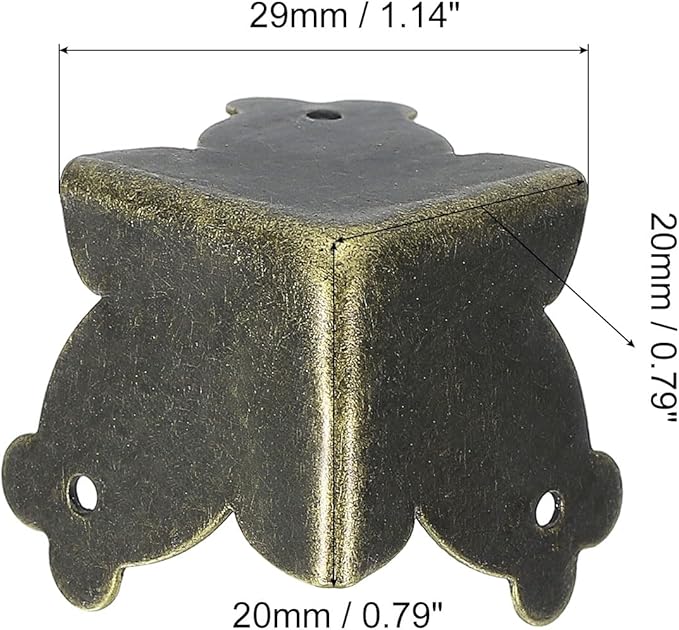 uxcell 12 Pcs Decorative Box Corner Cover, 20mm Metal Edge Guard, Furniture Corner Edges Protector, Bronze