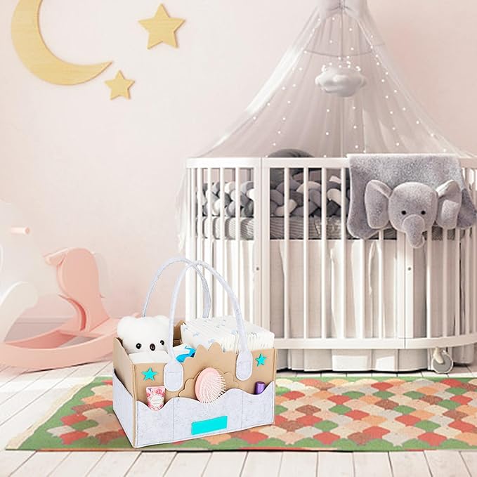 Diaper Caddy Organizer, Nursery Storage Basket for Baby,Portable Diaper Holder for Changing Table and Car,Newborn Essentials Boy Girl Shower Gift Basket.