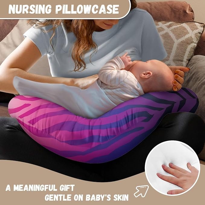 Forchrinse Purple Stripe Nursing Pillow Cover for Boys Girls Breastfeeding Pillow Cover for Baby Newborn Pillow Slipcover for Breast and Bottle Feeding