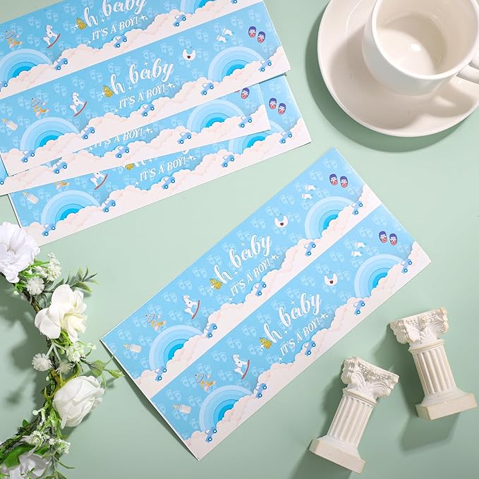 NQEUEPN 50pcs Baby Shower Water Bottle Labels, Waterproof Decorative Water Bottle Labels Personalized Water Bottle Wrap Stickers for Baby Shower Party Decorations (Boys Style 2)