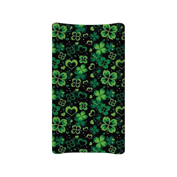 St. Patricks Day Party Decor St Patricks Day Baby Changing Pad Cover Heart Diaper Changing Pad Cover Black 32''*16'' Baby Girl Nursery Decor