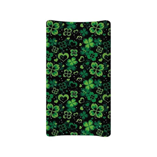 St. Patricks Day Party Decor St Patricks Day Baby Changing Pad Cover Heart Diaper Changing Pad Cover Black 32''*16'' Baby Girl Nursery Decor