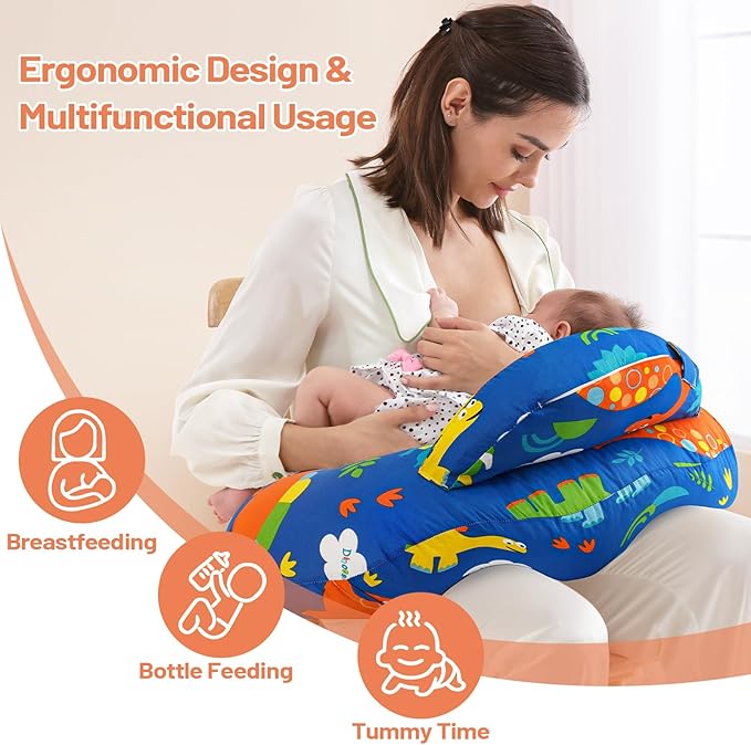 AMASKY Nursing Pillow for Breastfeeding and Bottle Feeding, Ergonomic Support for Mom and Baby, Removable Washable Cover(Navy Blue), Pallet of Product