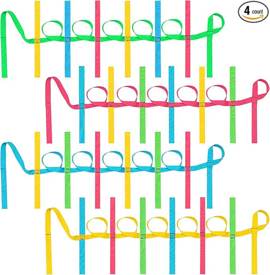 Jexine 4 Pack Children's Walking Ropes with 12 Handles Colorful Outdoor Safety Line for Toddlers Kids Preschool Daycare School Kindergarten Baby, up to 12 Children 2 Teachers