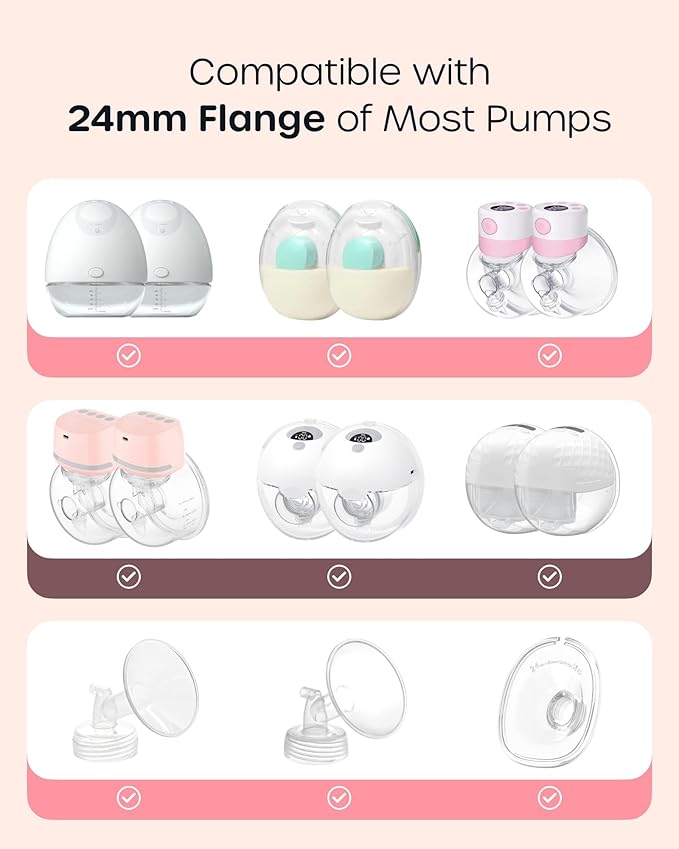 Nuliie 5-in-1 Flange Sizing Kit 17/18/19/20/21mm for 24mm Flange/Shield of Most Pumps, 10PCS Silicone Flange Inserts to Boost Pumping Efficiency & Comfort, BPA-Free Pump Essential for Moms