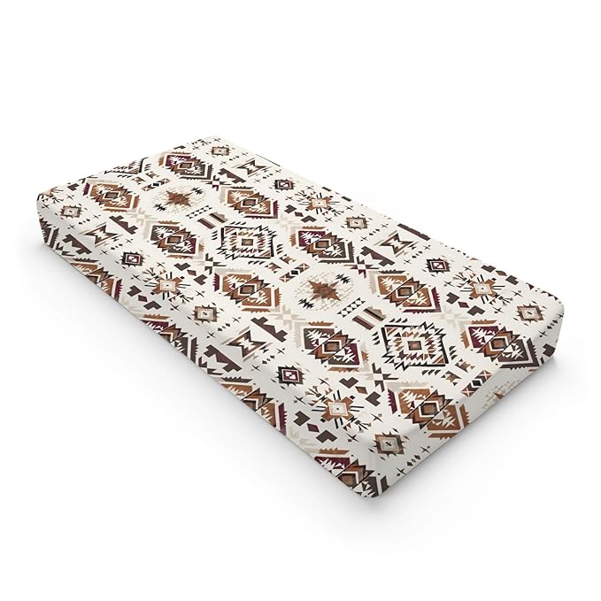 Western Tribal Geometric Pattern Baby Changing Pad Cover,Unisex Native American Nursery Diaper Changing Table Pad Mat Sheet for Boys Girls-16x32