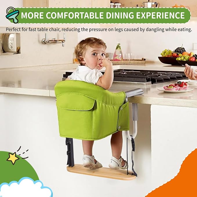 Baby Footrest Compatible with Inglesina Foot Rest：0.6inches Thick Sturdy Adjustable Bamboo Foot Rest Fit for Hook On High Chairs for Fast Table Chair High Chair that Attaches (Chairs Not Included)
