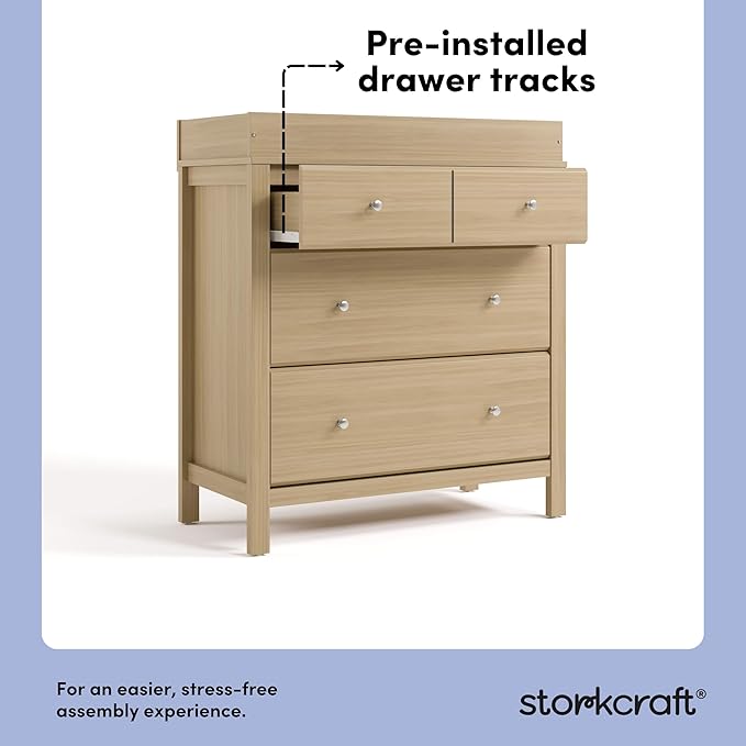 Storkcraft Horizon 3 Drawer Chest with Removable Changing Topper (Driftwood) – GREENGUARD Gold Certified Nursery Dresser, Kids’ Storage Chest with Organizer, Durable and Stylish 3-Drawer Design