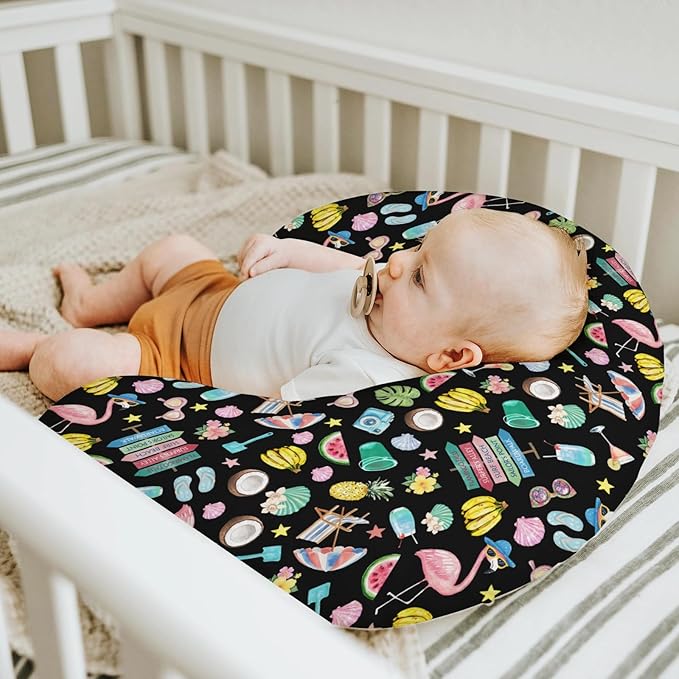 Surf Beach Summer Nursing Pillow Covers for Boy Girl Flamingo Tropical Leaves Floral Fruits Nursing Slipcovers for Breastfeeding Pillows Beach Party Vacation Soft Stretchy Covers for Newborn Infant