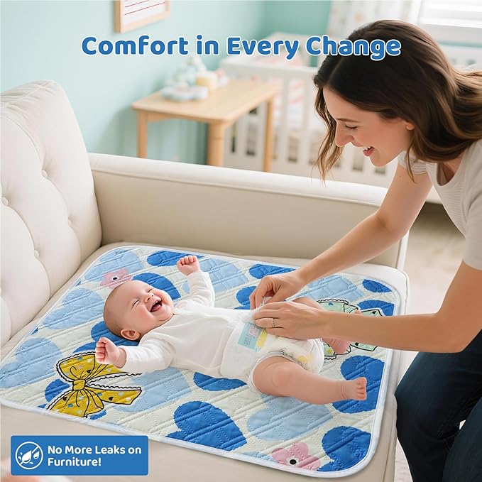 Diaper Changing Pads for Baby, Portable Change Mat, 3Layers Waterproof Change Pad Foldable Absorbent Mats for Women, Reusable Incontinence Underpads for Patient 20''x27.5''