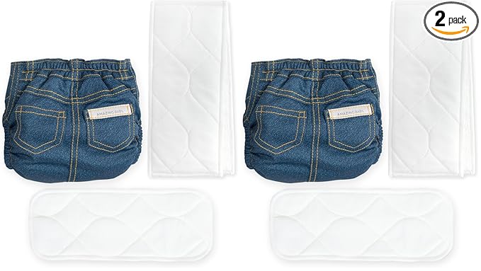 Amazing Baby Hybrid Cloth Diaper Cover/Swim Diaper, Newborn, Sz 1 (8-15 lbs), Use Boosties Disposable or Reusable Inserts, Blue Jean, SmartNappy Set: Cover + Tri-Fold + Booster Pad (Pack of 2)