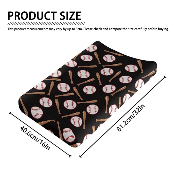 Baseball Print Changing Pad Cover for Baby Diaper Change Table Covers Soft Stretchy Unisex Diaper Change Table Sheets 16 X 32 Cradle Mattress Sheets