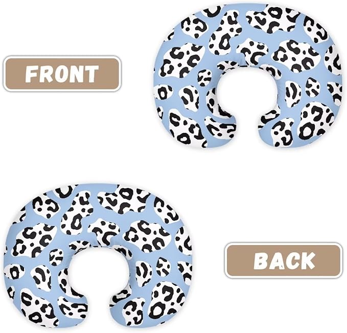 Blue Cow Print Feeding Pillow Covers Washable & Breathable Nursing Pillow Slipcovers Breastfeeding Newborn Feeding Cushion Cover Practical Gift, Best Choice for Mom Cover Only
