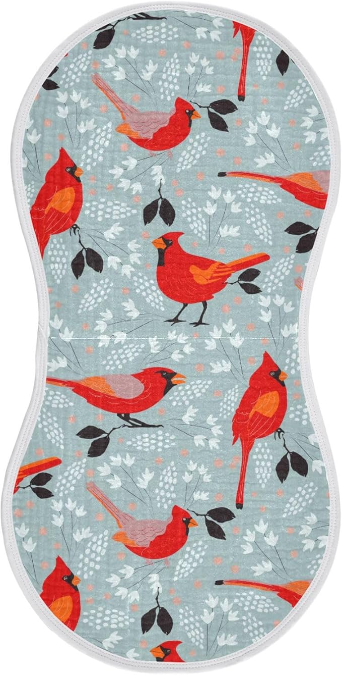 vvfelixl Cardinals Bird Burp Cloths for Baby Boy Girls Baby Washcloths Burp Rags 1 Pack