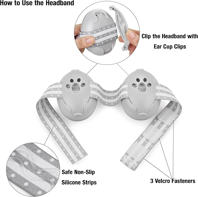 PandaEar Baby Ear Muffs, 2-in-1 Baby Ear Protection Noise Cancelling Headphones Ages 0-3 Years, Infant Hearing Protection