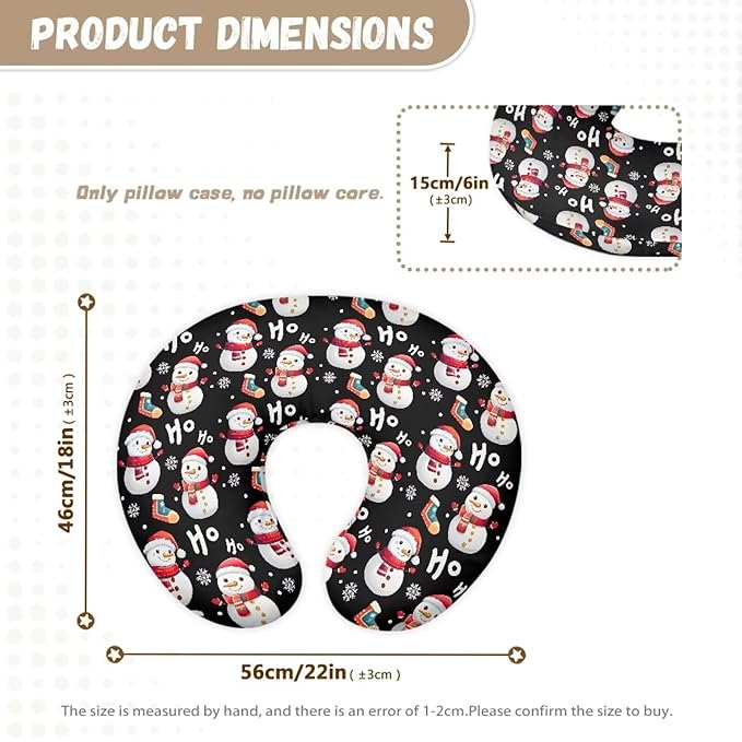 Xmas Snowman Breastfeeding Pillow Cover Nursing Cover for Newborn Girls Boys Super Soft and Comfortable Slipcover Gift, 2 Packs