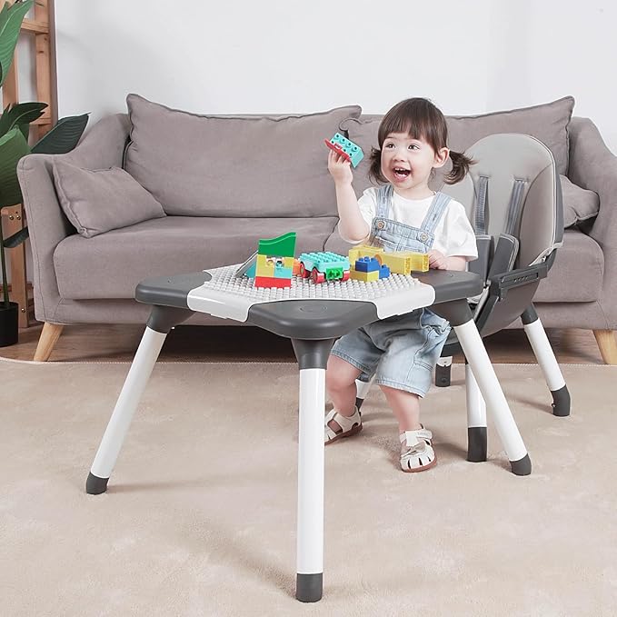 Gofirst 6 in 1 Baby High Chair,Convertible High Chairs for Babies and Toddlers/Booster Seat/Table and Chair Set,Babies Feeding Chair/5-Point Harness,4-Position Removable Tray&PU Cushion Baby Highchair