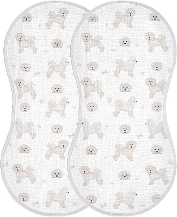 vvfelixl Baby Burp Cloths Bichon Frise Dog Baby Newborn Cotton Burping Cloths Set Baby Washcloths 4 Pack