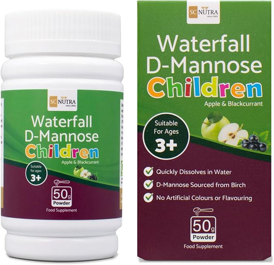 Waterfall D-Mannose Children - Apple & Blackcurrant - Infant D-Mannose - Suitable for Girls & Boys | 50g / 1.76oz
