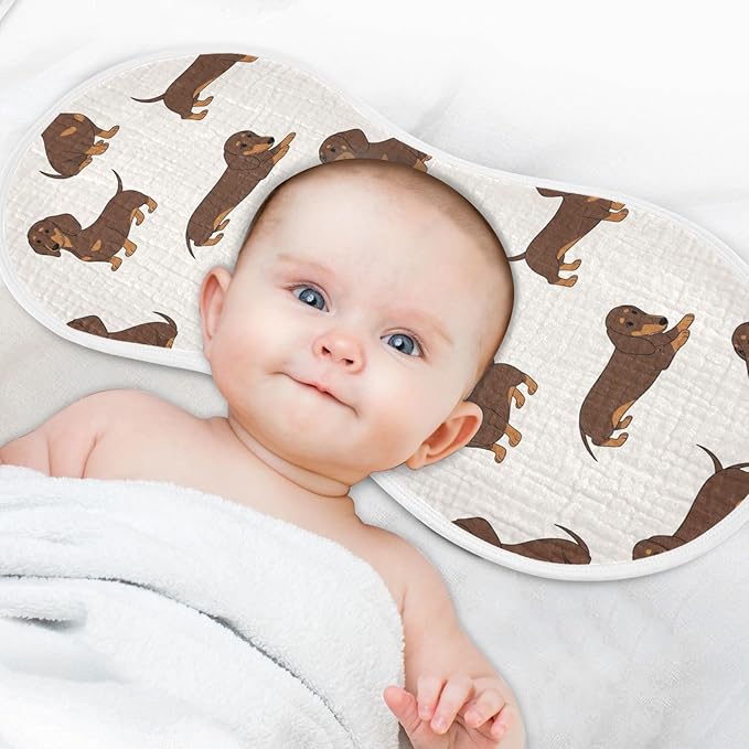 4 Pack Muslin Burp Cloths Dachshund Dogs Cute Cotton Baby Burp Cloths Ultra Absorbent Burping Cloth Soft Spit Up Rags for Newborn Babies 22x11 Inch