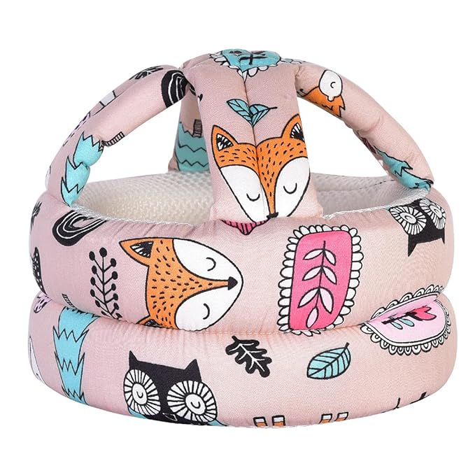 Baby Adjustable Helmet, Lightweight and Soft, Great for Baby Learning to Walk and Crawl. Forest,Pink