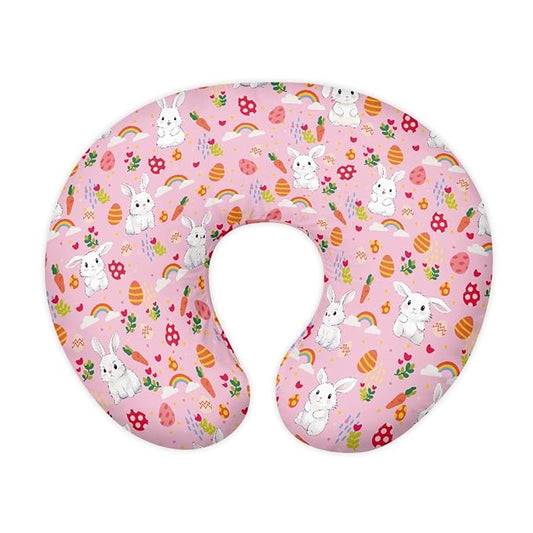 Forchrinse Cute Rabbit Nursing Pillow Cover Cushion Slipcover for Breastfeeding Pillows,Newborn Baby Nursing Pillow Case for Girls,Pink