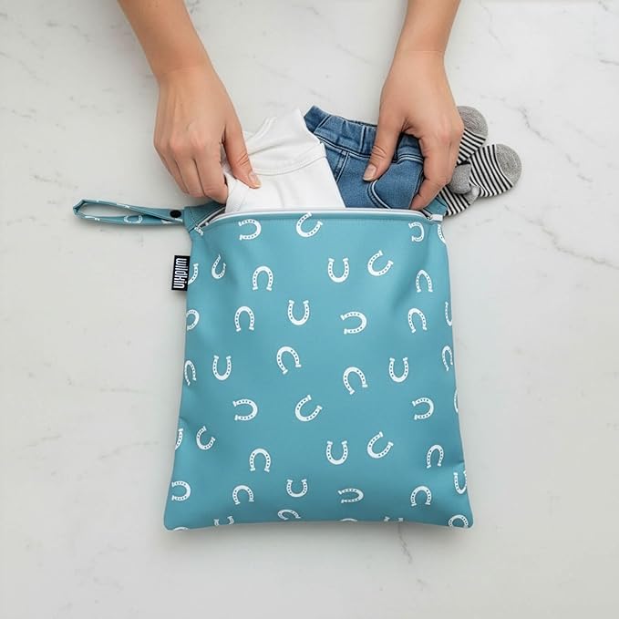 Wildkin Wet Bag Set for Boys, & Girls – Durable Zipper with Snap Loop Handle, Reusable Water-Resistant Bags for Beach, Pool, Travel & Gym - Horse Dreams