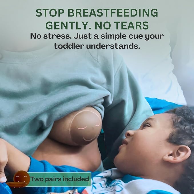 4" Silicone Nipple Covers for Weaning Toddlers from Breastfeeding-Gentle Stop Breastfeeding Method for Moms & Babies-Dark
