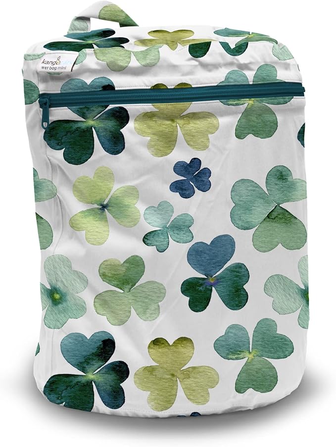 Kanga Care Wet Bag MINI Seam Sealed Waterproof 3D Dimensional for Baby Cloth Diapers, Travel, Beach, Pool, Gym, Swim | Clover