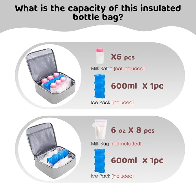 OCKLILY Breast Pump Bag Cooler Backpack — Large Insulated Milk Storage for Breastmilk — Wearable Hands-Free Pumping Tote for Working Moms (Grey)