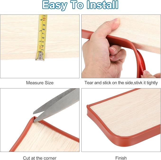 PATIKIL TPE U-Shape Edge Banding, 3/8 Inch x 9.8ft Self Adhesive Flexible Veneer Edging Trim Furniture Edge Protector for Shelf Cabinet Table Repair Restoration, Black