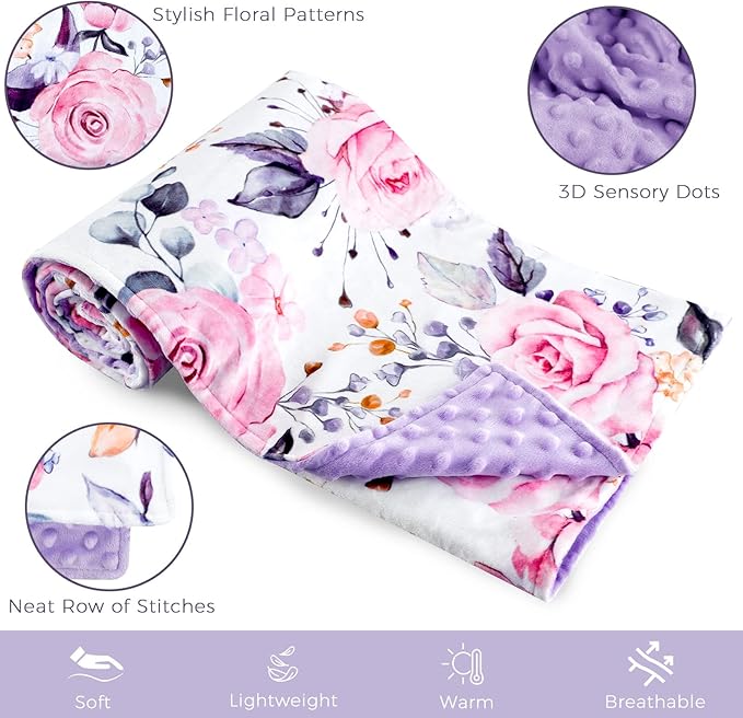 Infant Blanket and Nursing Pillow Cover for Baby Girls, Stylish Floral Patterns Ultra Soft and Comfortable Fabric